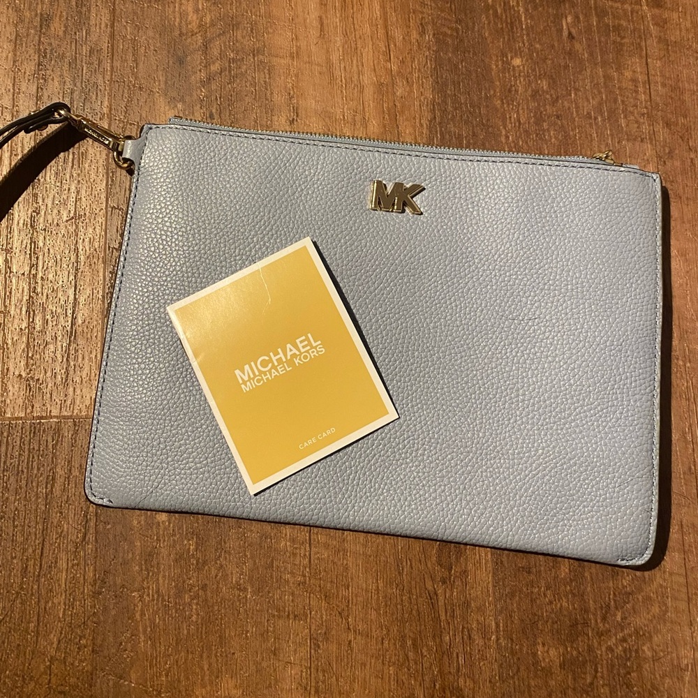 Blue Michael Kors Wristlet